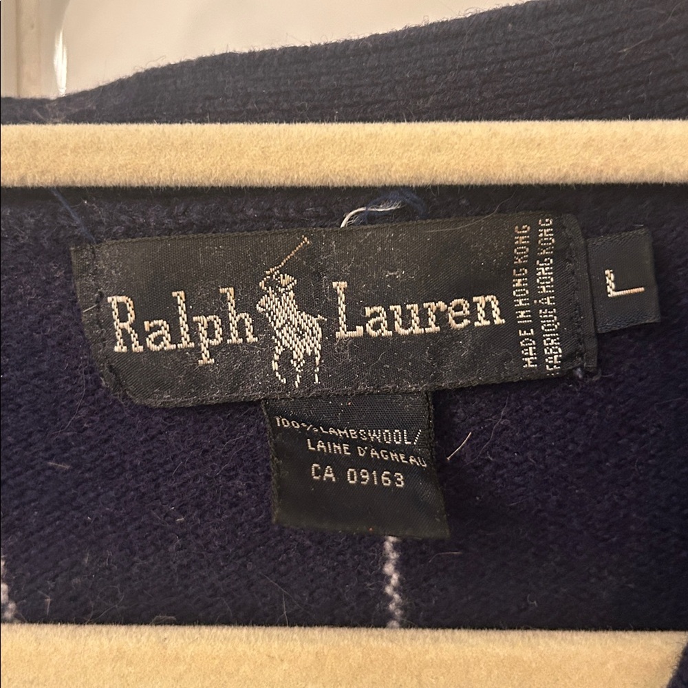 Vintage Ralph Lauren Navy and White Striped Cardigan - Picture 2 of 4